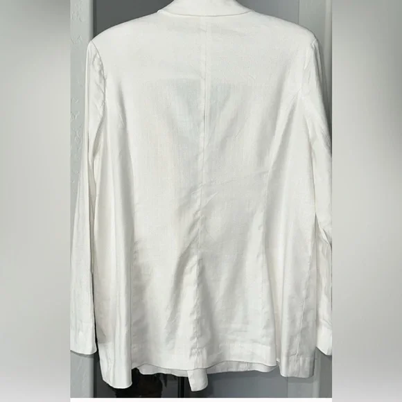 Evereve Alexa Doubke Breasted Women's White Linen Blazer Size Large - Picture 3 of 8